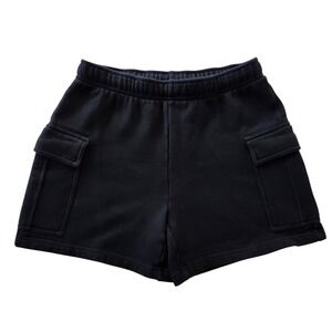 Aritzia TNA Sweatfleece Cozy Fleece Cargo Shorts Black Mega Fit Women's Small